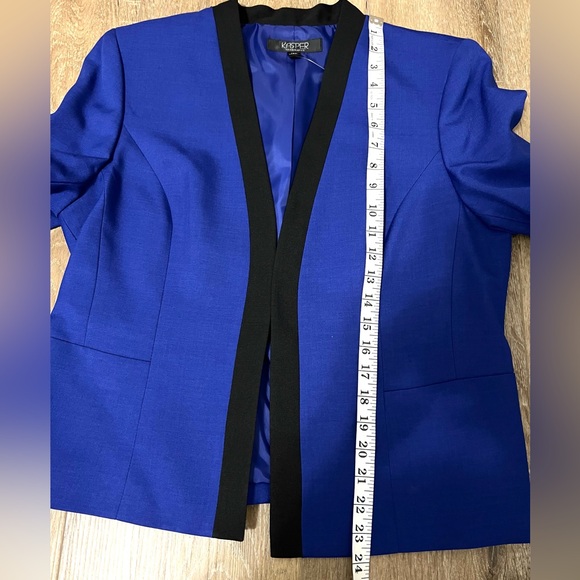 KASPER Blue Crepe Open Front Jacket SZ 14P NWT - Picture 11 of 13